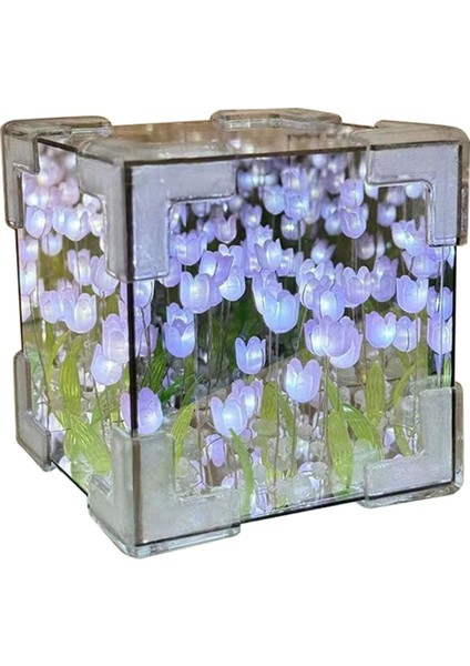 Dıy Lale Ayna Katı Gece Işık Odası Dekor Süsü El Yapımı Malzeme Paket Masası Dekorasyon Mor (Yurt Dışından)