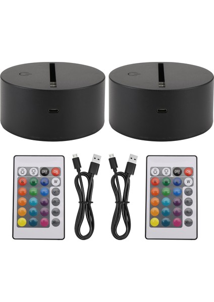 2 Paket 3D Gece LED Işık Lambası Taban + Uzaktan Kumanda + USB Kablosu, 16 Renk Işık Gösterisi Ekran Akrilik Siyahı (Yurt Dışından) modelleri