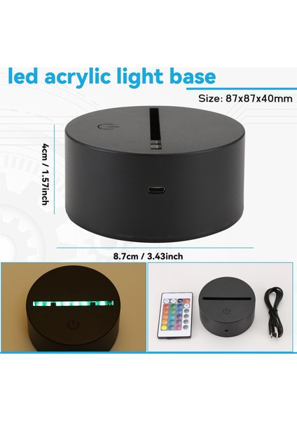2 Paket 3D Gece LED Işık Lambası Taban + Uzaktan Kumanda + USB Kablosu, 16 Renk Işık Gösterisi Ekran Akrilik Siyahı (Yurt Dışından) fırsatları