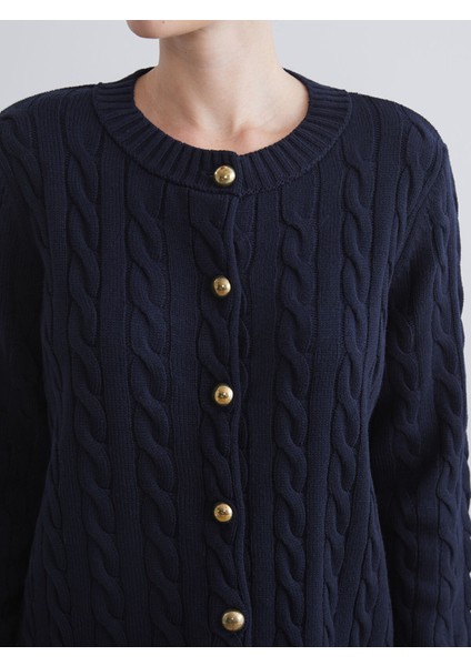 Yeni Sezon Bisiklet Yaka Kendinden Desenli Kadın Triko Hırka modelleri