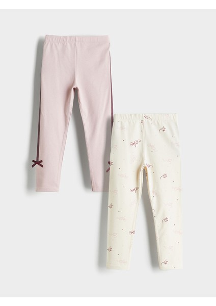Yeni Sezon Beli Lastikli Kız Çocuk Tayt 2'li