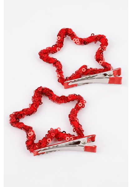 Kırmızı Payetli Yıldız İkili Kız Çocuk Klips Toka fırsatları