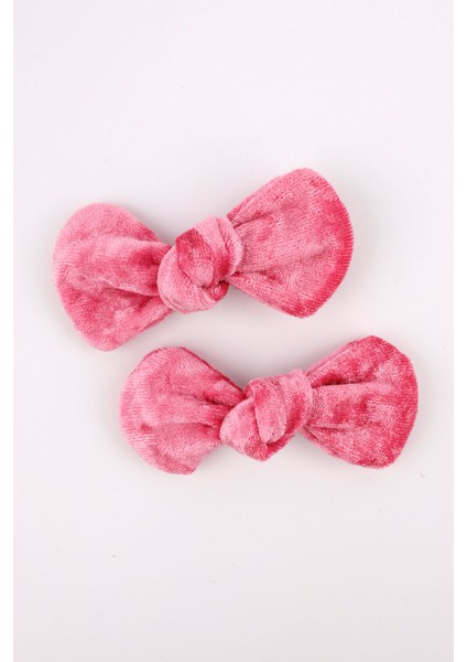 Pembe 2'li Kadife Kız Çocuk Klips Toka