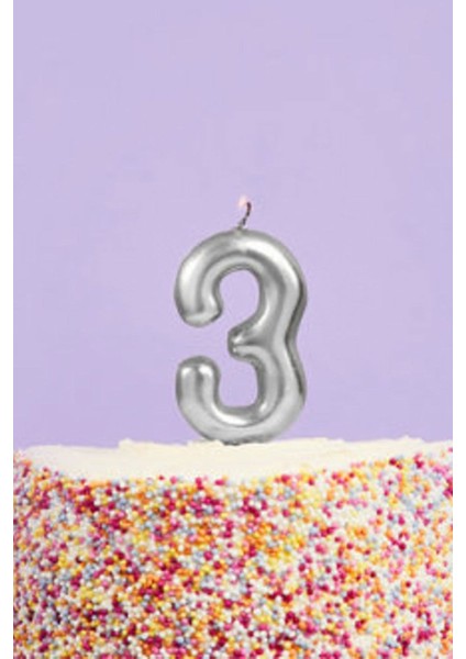 Gümüş 3 Rakamı Mum modelleri