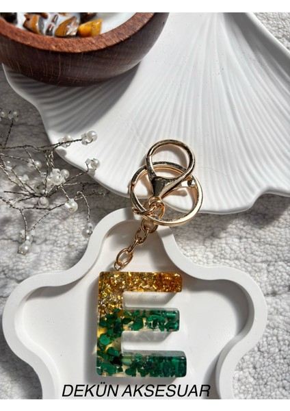 E Harfi Epoksi Pembe Gold El Yapımı Anahtarlık fiyatları