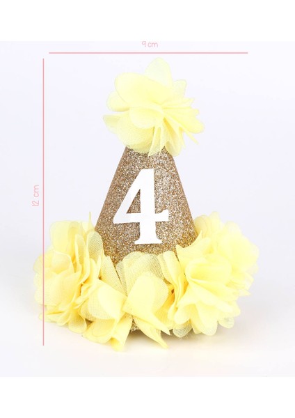 Sarı 4 Yaş Huni Doğum Günü Klips Toka