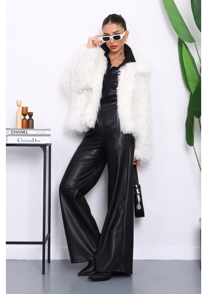 Ekru Yakalı Kürk Kaban fiyatları