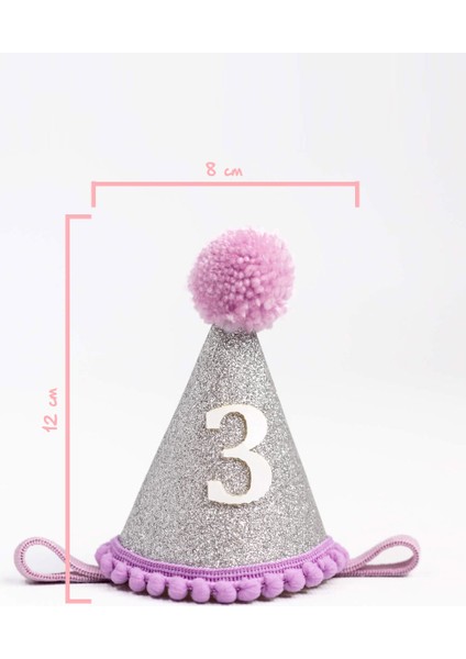 Lila 3 Yaş Ponponlu Huni Doğum Günü Tacı fırsatları