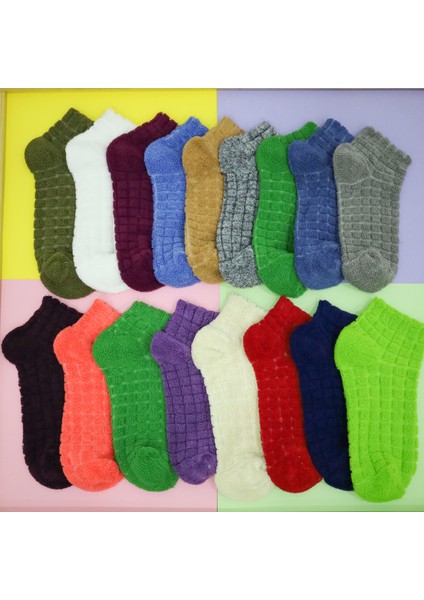 Kadın Kabartma Kışlık Ters Havlu 6 Çift Karma Renk Çorap Seti