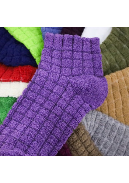 Kadın Kabartma Kışlık Ters Havlu 6 Çift Karma Renk Çorap Seti