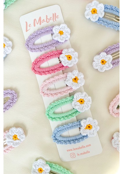 Çok Renkli Soft Örgü Çiçek 5'li Çıtçıt Toka Set fırsatları