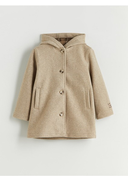 Yeni Sezon Kapüşonlu Kız Çocuk Kaşe Kaban