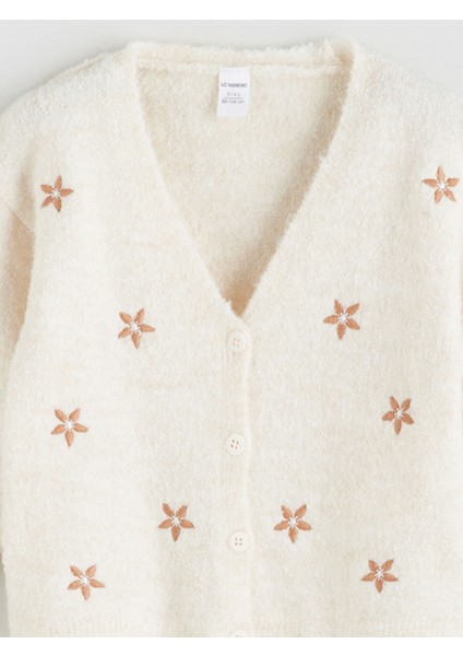 Yeni Sezon V Yaka Nakışlı Kız Çocuk Hırka fiyatları