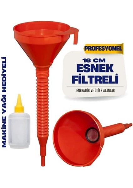 Modacar Süzgeçli Yakıt Boşaltma Hunisi 16 cm Esnek Hortumlu Filtreli Huni – Jeneratör, Motor ve Sıvı Aktarımı Için 711688