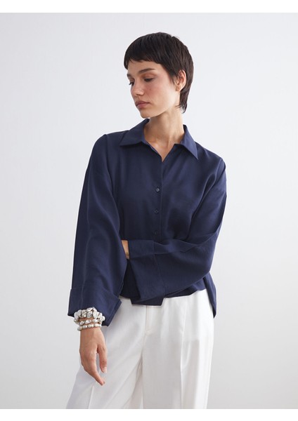 Yeni Sezon Oversize Modal Karışımlı Kadın Gömlek