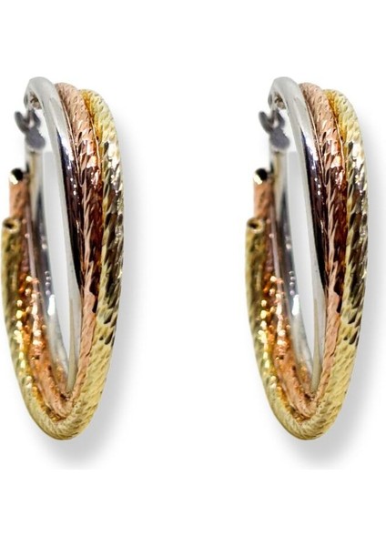 18K Rose-Gold Kaplama Kalemli Gümüş Halka Küpe 3X3CM fiyatları