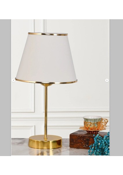 Mirza 2'li Metal Ayaklı Gold Abajur Masa Lambası Krem Ev Aydınlatma fırsatları
