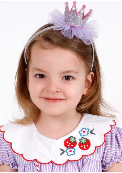 Lila İncili Kraliçe Tüllü Kız Çocuk Taç fırsatları