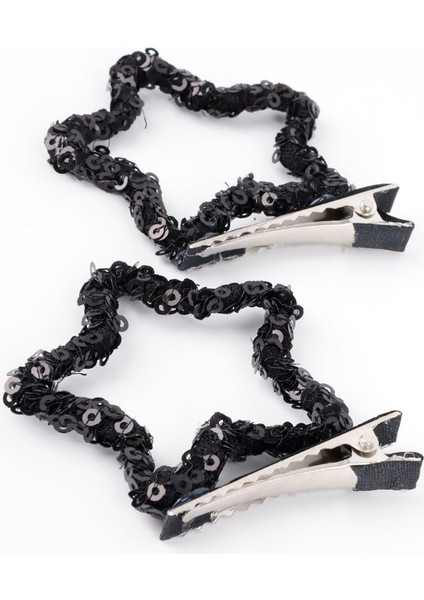 Siyah Payetli Yıldız İkili Kız Çocuk Klips Toka fırsatları