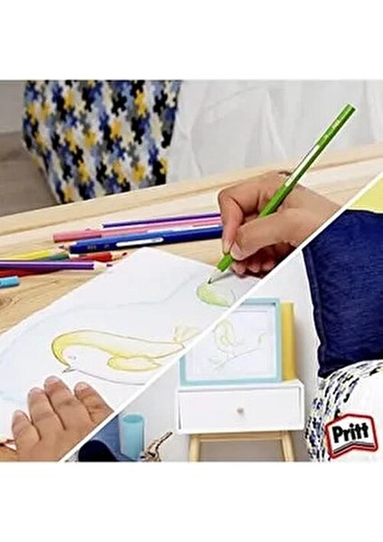 24 Renk Kuru Boya Kalemi Karton Kutu Mavi Renkli Sanat Malzemesi modelleri