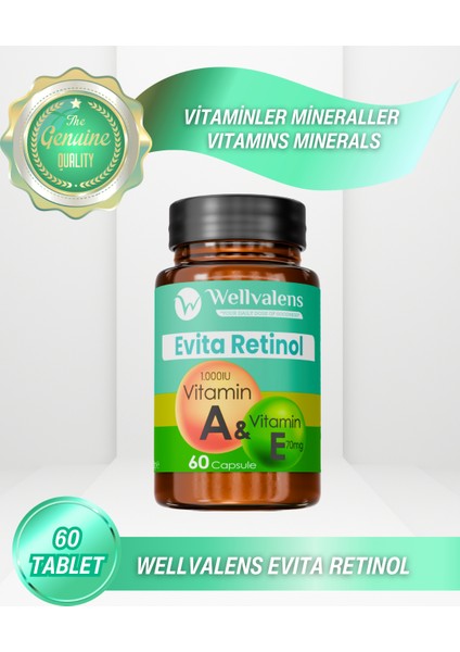 Evita Retinol A Ve E Kapsülleri - Cilt Ve Antioksidan Desteği | 60 Kapsül