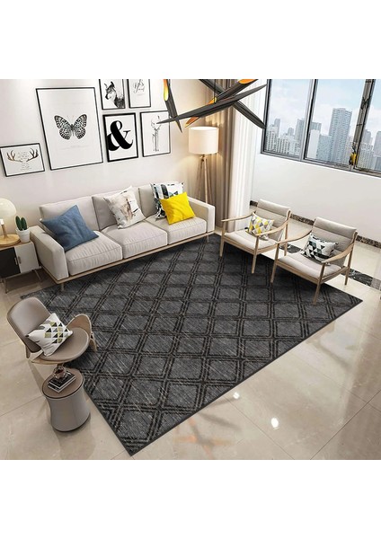 Alcaraz Geometrik Antrasit Polyester ve Pamuklu Yıkanabilir Kaydırmaz Taban Dijital Baskı Halı fiyatları