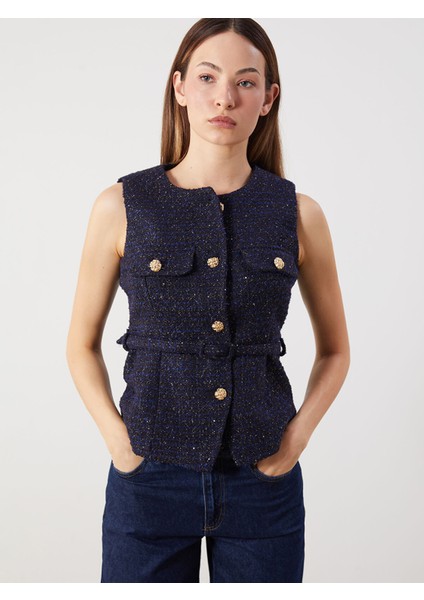 Yeni Sezon Bisiklet Yaka Parlak Dokulu Kadın Ceket