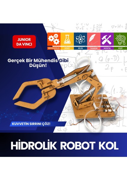Hidrolik Robot Kol Yapım Seti – Stem Bilim Oyuncağı, Sıvı Basıncıyla Hareket Eden Mekanik Kol