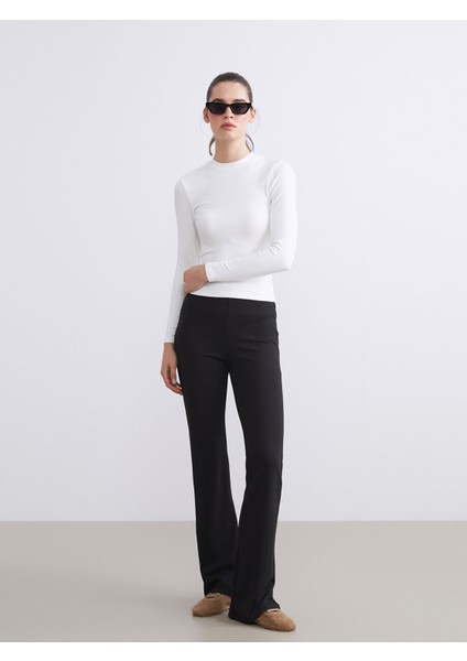 Yeni Sezon Beli Lastikli Ispanyol Paça Kadın Tayt