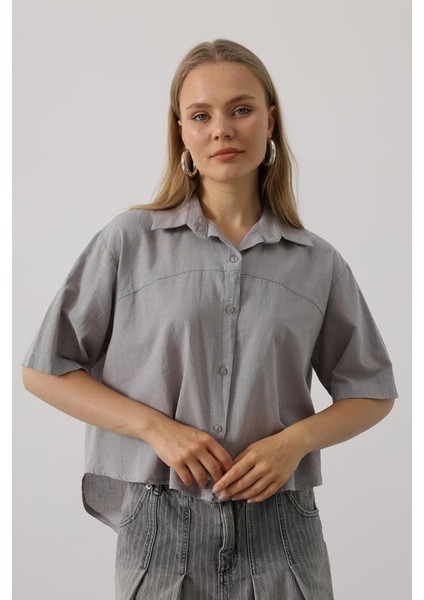 Yarım Kol Gömlek - Gri
