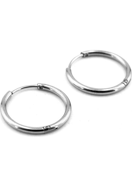 Ince Yuvarlak Tasarım 1.5mm Unisex Kadın Erkek Çelik Halka Küpe ER215