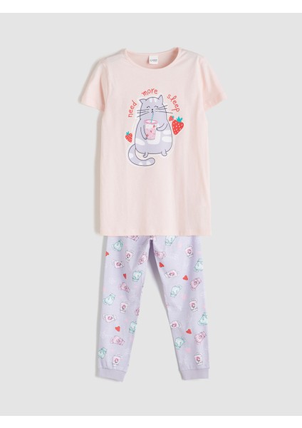 Yeni Sezon Bisiklet Yaka Kız Çocuk Pijama Takımı