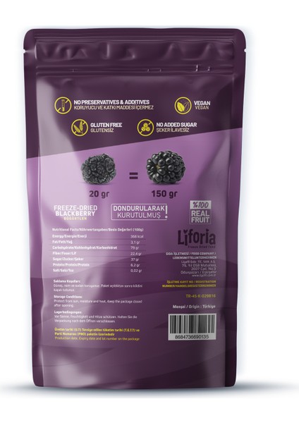 Freeze Dried Tane Böğürtlen - Dondurularak Kurutulmuş Meyve - Freeze Dry Kuru MEYVE 20GR fiyatları