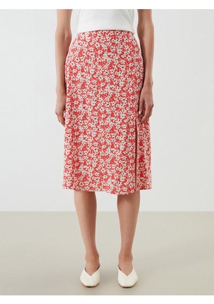 Yeni Sezon Beli Lastikli Çiçekli Yırtmaçlı Etek fiyatları