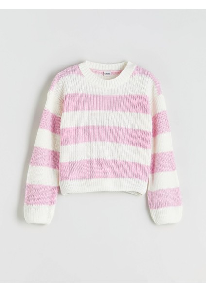 Yeni Sezon Bisiklet Yaka Çizgili Kız Çocuk Kazak