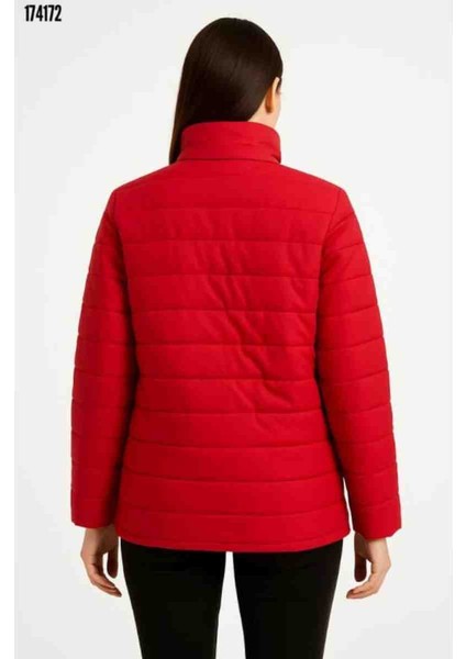 Bomber Mont Ceket-Su Itici Kumaş, Kapitone Astarlı, Fermuarlı, Kışlık, Kırmızı Gül Figürlü Kolye Hediye modelleri