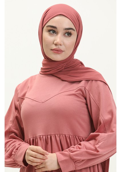 Büzgülü Spor Elbise 3045-01 Gül Kurusu modelleri