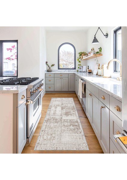 Sagrada Modern Krem Polyester ve Pamuklu Yıkanabilir Kaydırmaz Taban Dijital Baskı Halı fırsatları