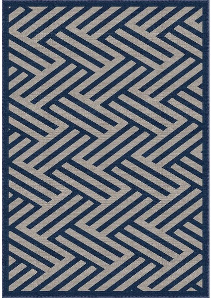 Clota Modern Lacivert Polyester ve Pamuklu Yıkanabilir Kaydırmaz Taban Dijital Baskı Halı