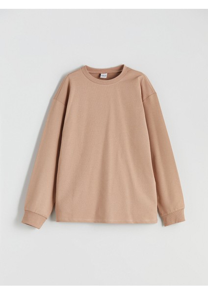 Yeni Sezon Bisiklet Yaka Basic Uzun Kollu Kız Çocuk Sweatshirt
