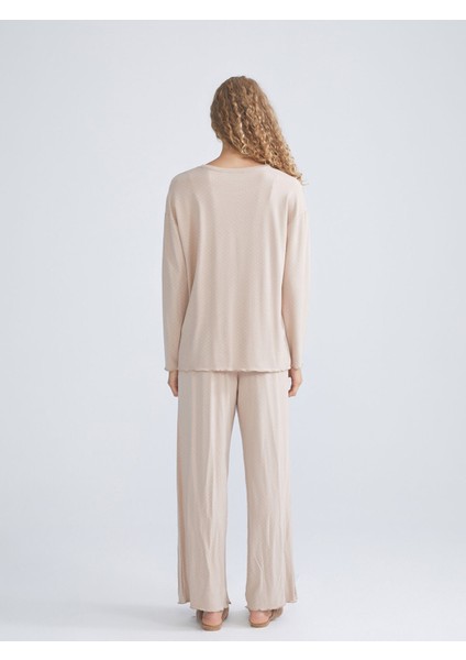 Yeni Sezon Bisiklet Yaka Puantiyeli Kadın Pijama Takımı indirimleri