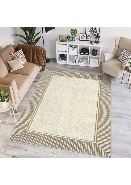 Arenal Çerçeveli Bej Polyester ve Pamuklu Yıkanabilir Kaydırmaz Taban Dijital Baskı Halı fiyatları