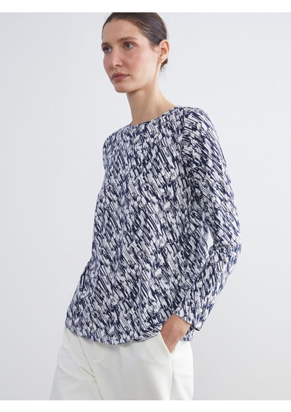 Yeni Sezon Bisiklet Yaka Desenli Bluz