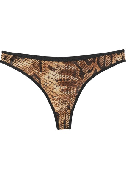 Kadın Kahverengi Yılan Desenli 2'li Tanga Slip modelleri