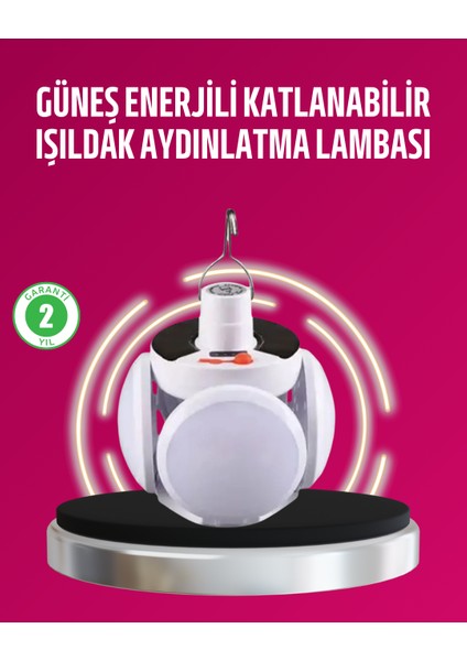 Solar ve USB Şarjlı Su Geçirmez Katlanabilir LED Lamba