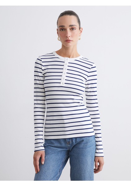 Yeni Sezon Bisiklet Yaka Çizgili Kadın Body