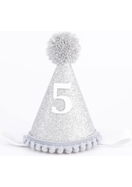 Gri 5 Yaş Ponponlu Huni Doğum Günü Tacı fırsatları