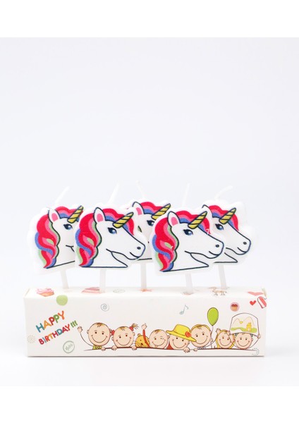 Beyaz Unicorn Figürlü 5'li Mum fırsatları