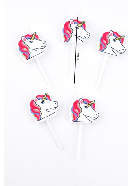 Beyaz Unicorn Figürlü 5'li Mum indirimleri