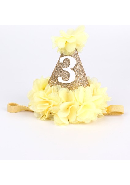 Sarı 3 Yaş Huni Doğum Günü Tacı fırsatları